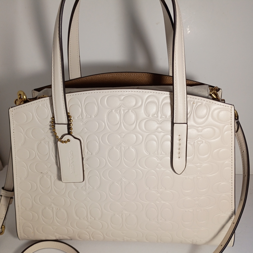 Coach Charlie Embossed Satchel in Chalk